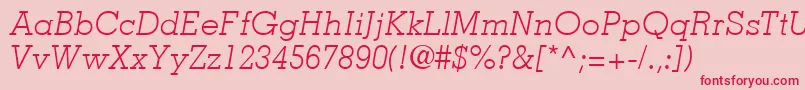 MemphisLtLightItalic-fontti – punaiset fontit vaaleanpunaisella taustalla