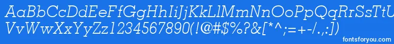 MemphisLtLightItalic Font – White Fonts on Blue Background