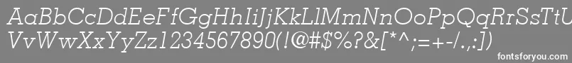 MemphisLtLightItalic-fontti – valkoiset fontit harmaalla taustalla