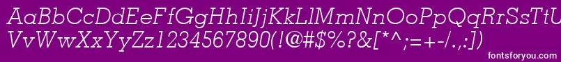 フォントMemphisLtLightItalic – 紫の背景に白い文字