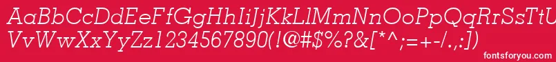 Шрифт MemphisLtLightItalic – белые шрифты на красном фоне