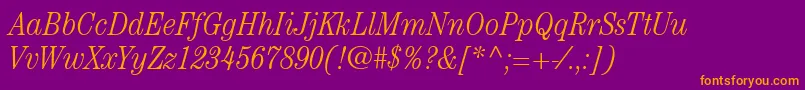 ItcCenturyLtLightCondensedItalic Font – Orange Fonts on Purple Background