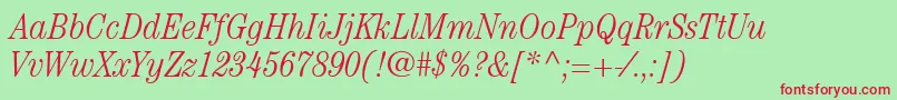 ItcCenturyLtLightCondensedItalic Font – Red Fonts on Green Background