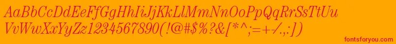 ItcCenturyLtLightCondensedItalic Font – Red Fonts on Orange Background
