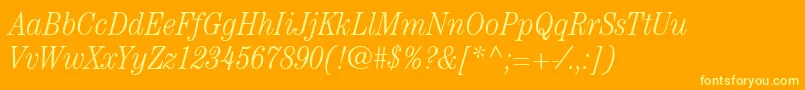 ItcCenturyLtLightCondensedItalic Font – Yellow Fonts on Orange Background