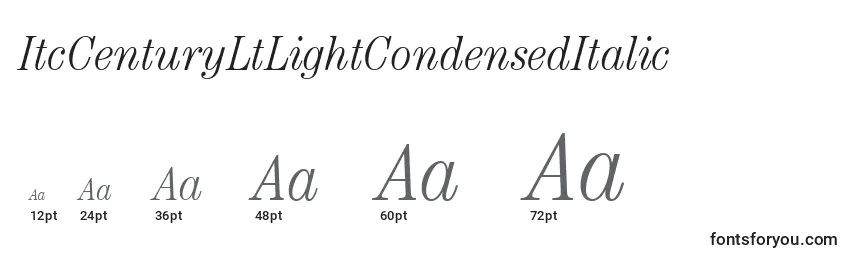 Размеры шрифта ItcCenturyLtLightCondensedItalic