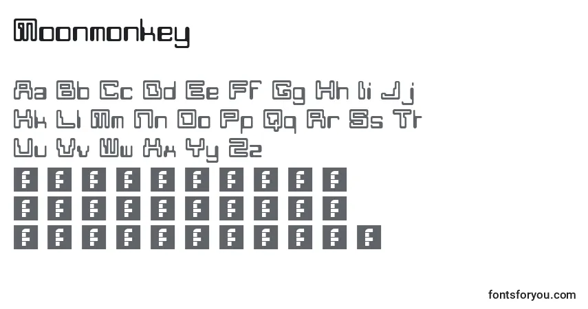 Czcionka Moonmonkey – alfabet, cyfry, specjalne znaki