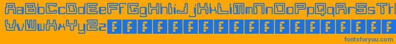 Moonmonkey-Schriftart – Blaue Schriften auf orangefarbenem Hintergrund