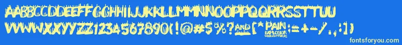 PainExplosion Font – Yellow Fonts on Blue Background