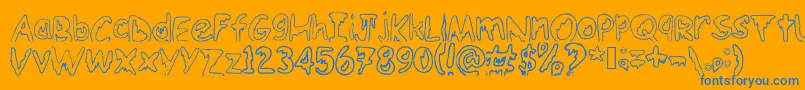 Emoo Font – Blue Fonts on Orange Background
