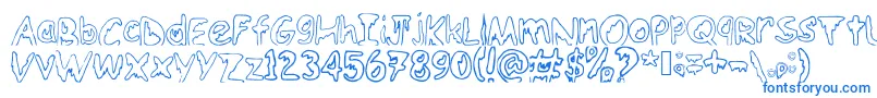 Emoo Font – Blue Fonts on White Background