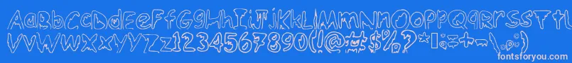 Emoo Font – Pink Fonts on Blue Background