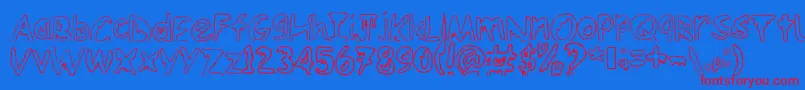 Emoo Font – Red Fonts on Blue Background