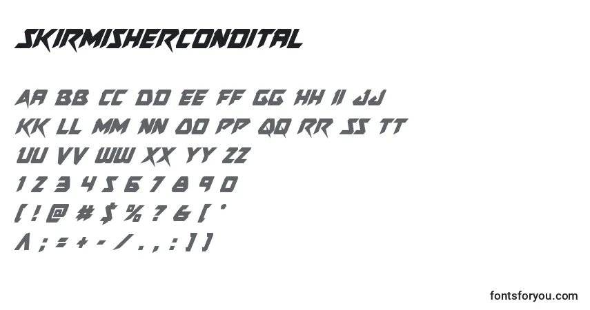 Skirmishercondital-fontti – aakkoset, numerot, erikoismerkit