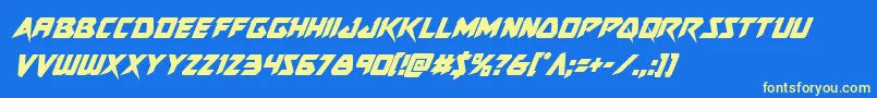 Skirmishercondital Font – Yellow Fonts on Blue Background