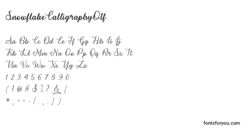 Schriftart SnowflakeCalligraphyOtf – Alphabet, Zahlen, spezielle Symbole