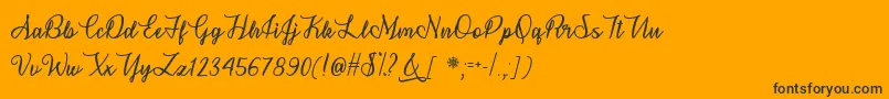 SnowflakeCalligraphyOtf-Schriftart – Schwarze Schriften auf orangefarbenem Hintergrund