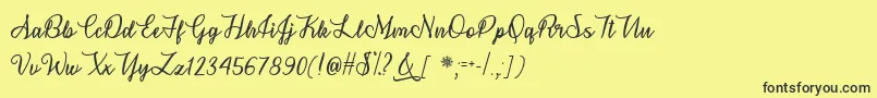 Fonte SnowflakeCalligraphyOtf – fontes pretas em um fundo amarelo