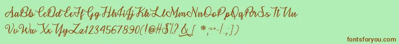 SnowflakeCalligraphyOtf Font – Brown Fonts on Green Background