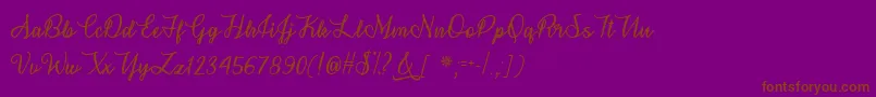 SnowflakeCalligraphyOtf-Schriftart – Braune Schriften auf violettem Hintergrund