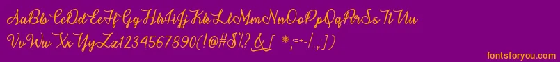 Fonte SnowflakeCalligraphyOtf – fontes laranjas em um fundo violeta