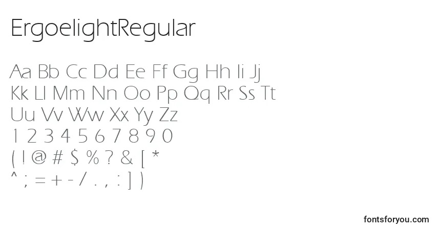 A fonte ErgoelightRegular – alfabeto, números, caracteres especiais