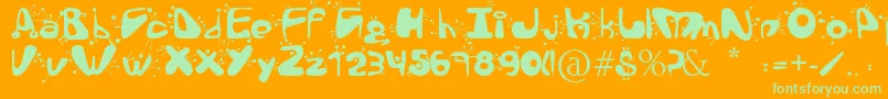 AlienLanguage Font – Green Fonts on Orange Background