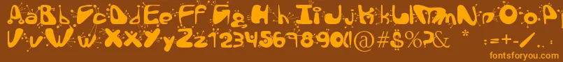 AlienLanguage-Schriftart – Orangefarbene Schriften auf braunem Hintergrund