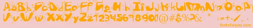 AlienLanguage Font – Orange Fonts on Pink Background