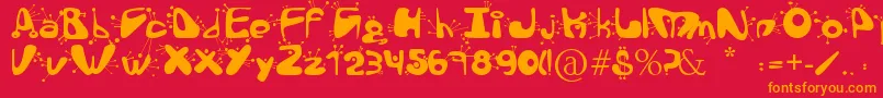AlienLanguage-Schriftart – Orangefarbene Schriften auf rotem Hintergrund