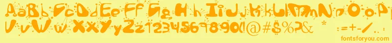 AlienLanguage Font – Orange Fonts on Yellow Background