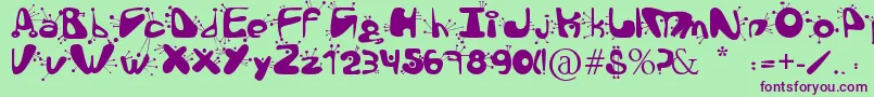 AlienLanguage-Schriftart – Violette Schriften auf grünem Hintergrund