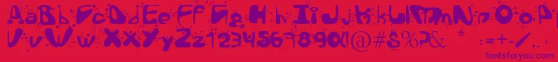 Czcionka AlienLanguage – fioletowe czcionki na czerwonym tle