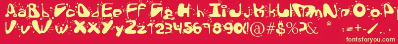 AlienLanguage Font – Yellow Fonts on Red Background