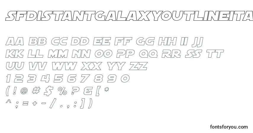 Шрифт SfDistantGalaxyOutlineItalic – алфавит, цифры, специальные символы