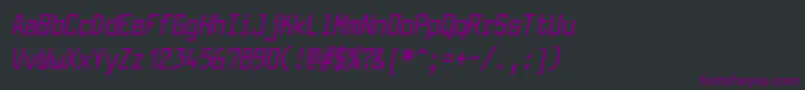 フォントLarabiefontcondensedBolditalic – 黒い背景に紫のフォント