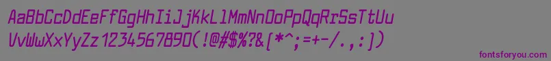 Шрифт LarabiefontcondensedBolditalic – фиолетовые шрифты на сером фоне