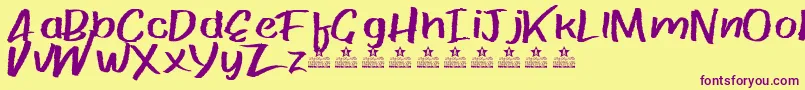 PaperRibRegPersonalUse Font – Purple Fonts on Yellow Background