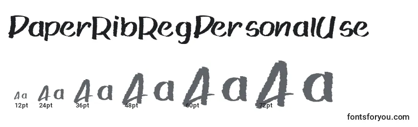 PaperRibRegPersonalUse Font Sizes