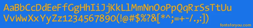 Typewriterssubstitute Font – Orange Fonts on Blue Background