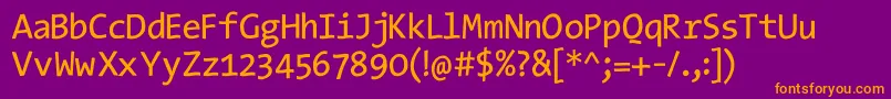 Typewriterssubstitute Font – Orange Fonts on Purple Background