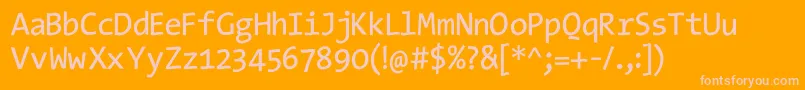 Fonte Typewriterssubstitute – fontes rosa em um fundo laranja