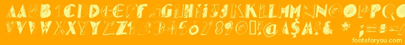 Glitteroblique-Schriftart – Gelbe Schriften auf orangefarbenem Hintergrund