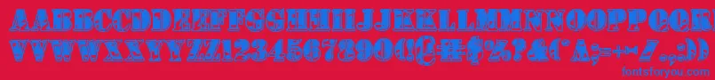 1stcav2 Font – Blue Fonts on Red Background