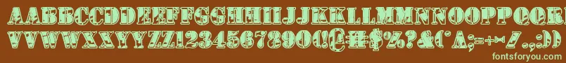 1stcav2-fontti – vihreät fontit ruskealla taustalla
