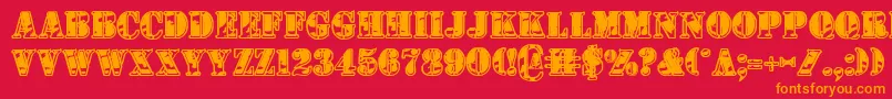 1stcav2 Font – Orange Fonts on Red Background