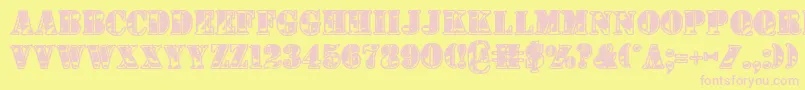1stcav2-fontti – vaaleanpunaiset fontit keltaisella taustalla