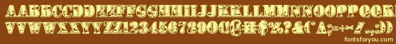 1stcav2-fontti – keltaiset fontit ruskealla taustalla