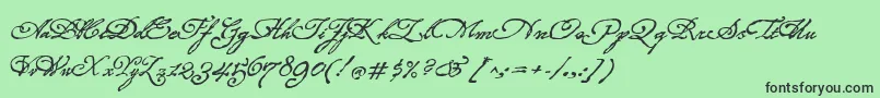 フォントRoanokeScript – 緑の背景に黒い文字