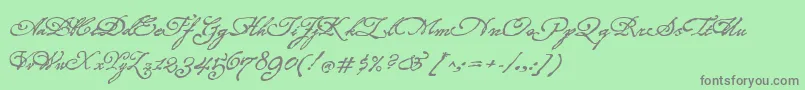 フォントRoanokeScript – 緑の背景に灰色の文字